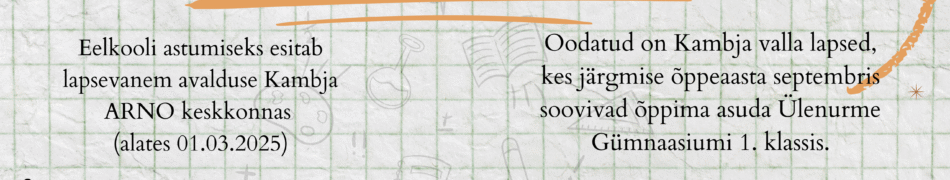 info tel. 741 5650 (õppejuht Merje Aavik)